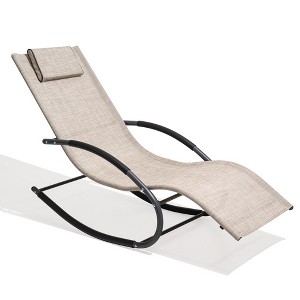 Crestlive Products Patio Rocking Chair Curved Rocker Chaise Lounge Chair with Pillow for Beach Yard Pool - 1 of 4