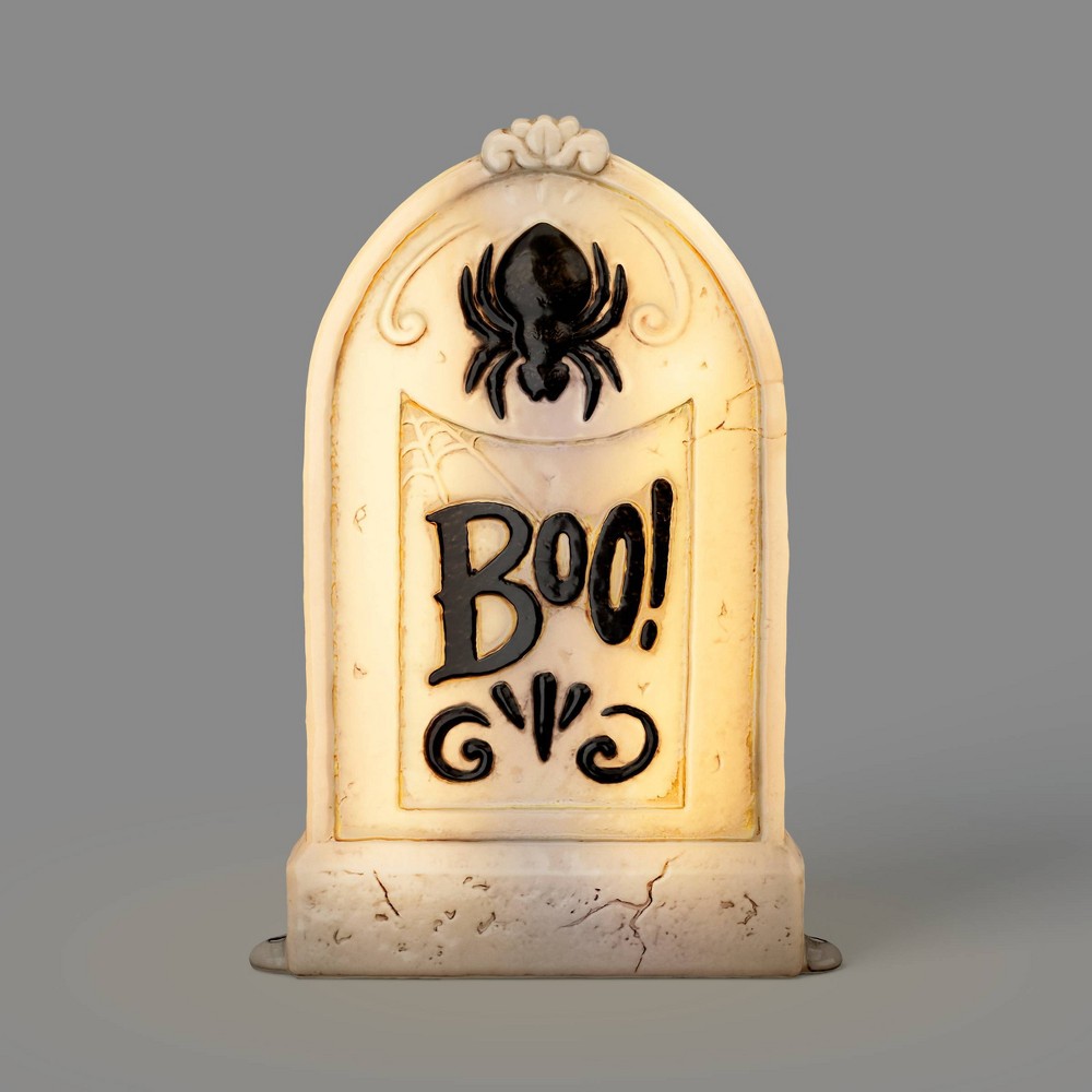 21" Lit Boo Tombstone Halloween Decorative Prop White - Hyde and EEK! Boutique™