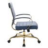 LeisureMod Benmar Leather Office Chair with Gold Accents, Adjustable Height, and Swivel Base - 4 of 4