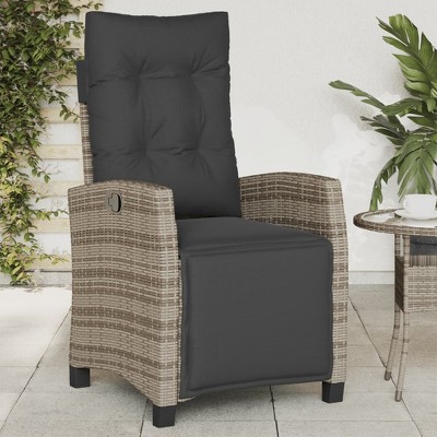 vidaXL Reclining Patio Chair with Footrest Gray Poly Rattan