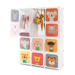 Infans 12-Cube Kids Wardrobe Baby Dresser Bedroom Armoire Clothes Hanging Closet w/Door - 1 of 4