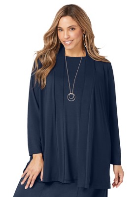 Jessica London Women's Plus Size Stretch Knit Open Front Knit Topper
