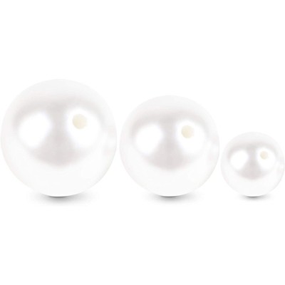 Bright Creations 90 Pieces White Polished Pearl Beads for Arts and Crafts, Jewelry Making, Vase Fillers (3 Sizes)