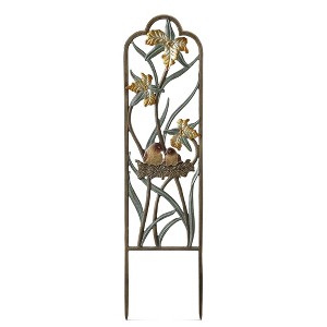 SPI Home Narrow Lovebirds in Nest Trellis – 33" Tall Cast Aluminum Outdoor Decor with 7.75" Spikes and Romantic Garden Detail - 1 of 4