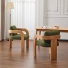 Boucle Modern Dining Chairs Set of 2 with Curved Arms,Rubberwood Frame Dining Chair with Cushions,Accent Dining Chair for Dining Room-Coolbibila - 2 of 4
