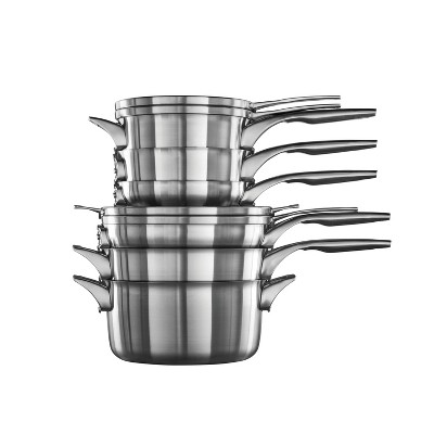 Calphalon Premier 10pc Stainless Steel Space Saving Cookware Set: Stackable Pans, Tempered Glass Lids, Induction Safe, 3 of 7