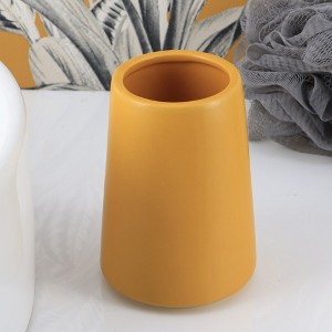 Evideco French Home Goods Elegant Stoneware Bathroom Tumbler & Toothbrush Holder - Flared Shape, 14 oz - 1 of 4