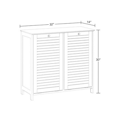 White MDF Double Tilt-Out Laundry Hamper Cabinet with Cloth Bags