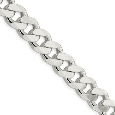 Black Bow Jewelry Men's 13mm Sterling Silver Solid Curb Chain Necklace