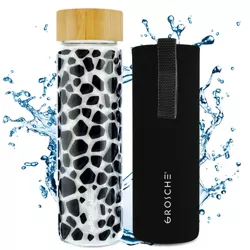 GROSCHE VENICE Eco-Friendly Glass Water Bottle with Bamboo lid and Protective Sleeve, 22.6 fl oz Capacity, Giraffe