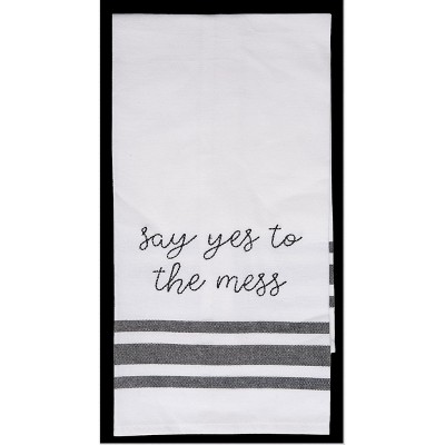 Totalee Gift Say Yes To The Mess Tea Towel Cotton White