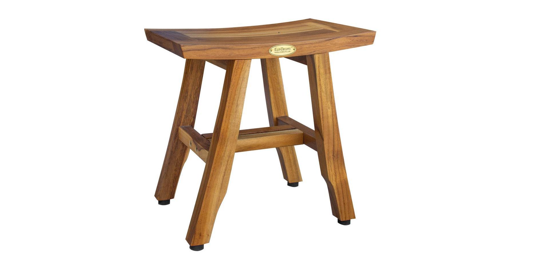 EcoDecors® Satori® 14" Teak Wood Shower Bench in EarthyTeak Finish - Target Plus Natural 14"L x 10"D x 14"H