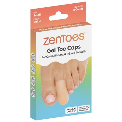 ZenToes Gel Toe Caps to Protect Toes Beige S 2pk