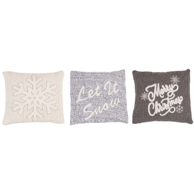Transpac Knit Embroidery Pillow Set of 3 Christmas Home Decorations