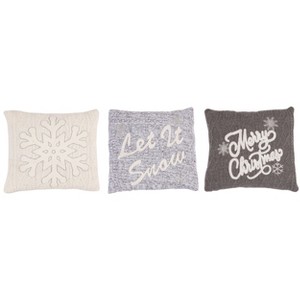 Transpac Knit Embroidery Pillow Set of 3 Christmas Home Decorations - 1 of 2