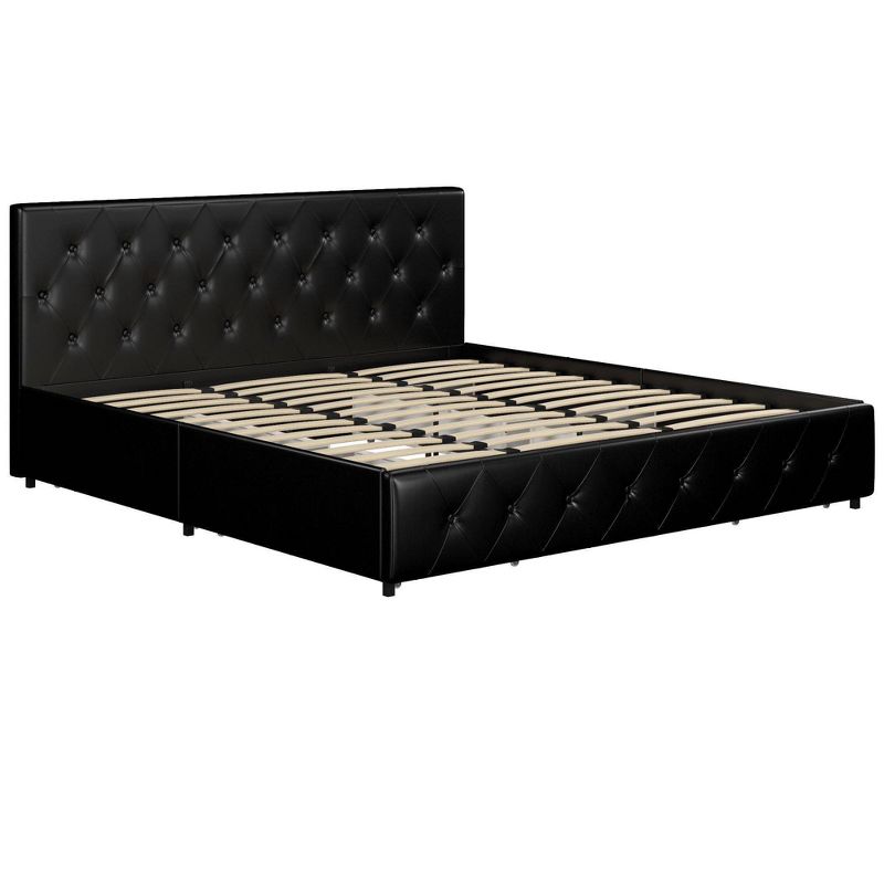 Dalia Faux Leather Upholstered Bed with Storage Black - Room & Joy, 1 of 15
