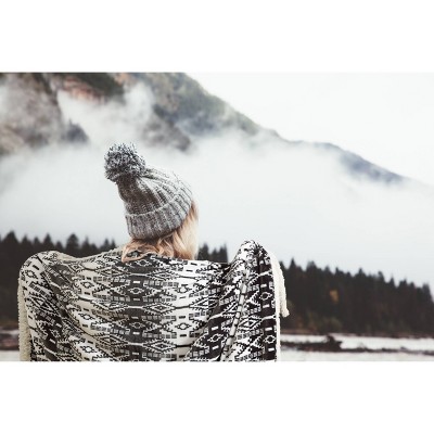 San Juan Charcoal Reversible Sherpa Fleece Throw Blanket