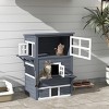 3 Story Outdoor Wooden Cat House with Asphalt Roof Raised Floor Escape Doors Jump Platforms,Feral Cat Shelter for Multiple Cats - LAOTIES - 2 of 4