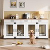71" Double Room Dog Crate Furniture with Divider – Wooden TV Stand & End Table Style Kennel for Large Medium Dogs, 3 Storage Drawers - 2 of 4