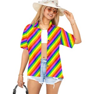 HAPPY BAY Button Down Shirt for Women Casual Summer Beach Party Blouses Shirt Hawaii Blouse Short Sleeve Vacation Tops Tee Shirts - 1 of 4