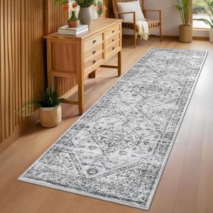 Indoor Vintage Area Rugs For Living Room Retro Low Pile Non Slip Distressed Rug For Bedroom Washable Lightweight Soft Foldable Carpet Home Decor - 1 of 4