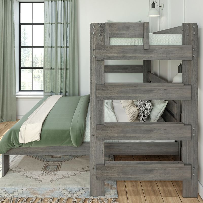 Max & Lily Farmhouse Twin over Queen L-Shaped Bunk Bed, 4 of 6