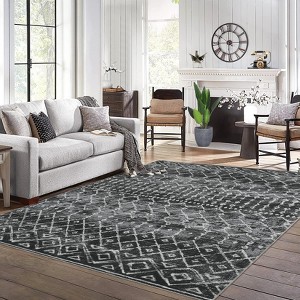 9x13 Area Rug Washable Low Pile Rug with Rubber Backing Floor Large Carpet - 1 of 4