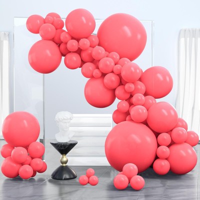 PartyWoo Balloons Coral Pastel Red Watermelon Pink 36 18 12 10 5 Inch 100 pcs