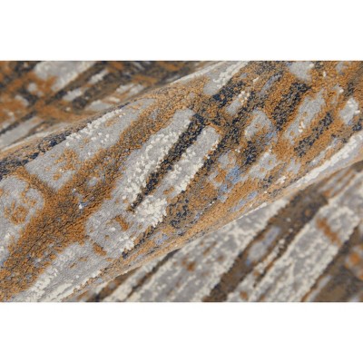 Clio Blue and Orange Abstract Rectangular Area Rug