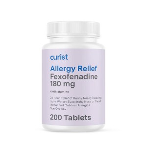Curist Fexofenadine Hydrochloride 180mg (200 Tablets) - 24 HR All Day Antihistamine Allergy Relief Tablets (200 Count) Fexofenadine Bulk Non Drowsy - 1 of 4
