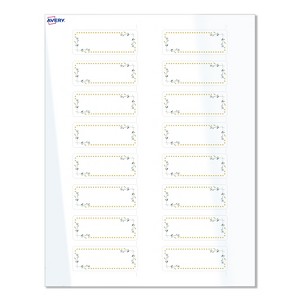 Avery Labels, 1" x 2-5/8", Glossy White, Green Florals w/ Gold Dots, 160ct - 1 of 4