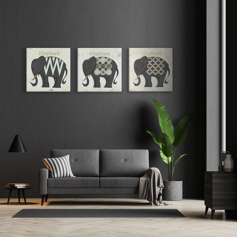 Sullivans Darren Gygi Damask Elephant Silhouette Giclee Wall Art, Gallery Wrapped, Handcrafted in USA, Wall Art, Wall Decor, Home Décor, Handed Painted, 2 of 3