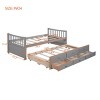 Twin Size Bed with Trundle and Storage Drawers, Wood Platform Bed for Bedroom or Guest Room-Baofuwish - 4 of 4