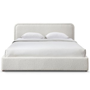 Omax Decor,Upholstered Platform King Bed in White Boucle Fabric - 1 of 4