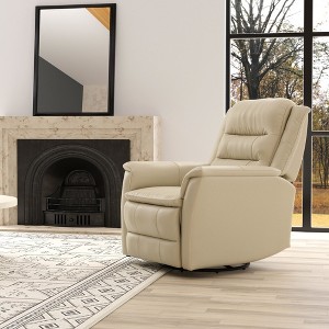Top Grain Leather Swivel Glider Recliner with Manual Footrest, Dense Foam Cushions and Kiln-Dried Hardwood Frame, Madras Comfortable Durable Design - 1 of 4
