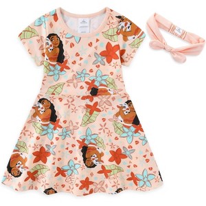 Disney Moana Girls French Terry Skater Dress with Headband for Toddler and Big Kids - Size 12 - 1 of 4