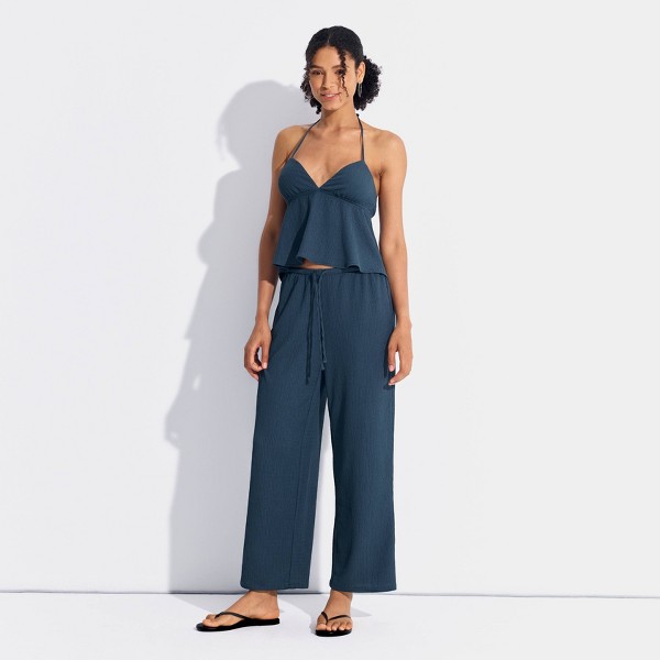 Pantalones de Pierna Ancha Texturizados de Cintura Baja, Relaxed Fit - Wild Fable™ 4