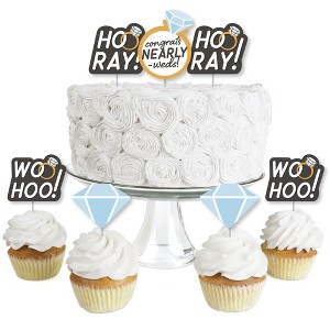 Big Dot of Happiness Just Engaged - Black and White - Dessert Cupcake Toppers - Engagement Party Clear Treat Picks - Set of 24 - 1 of 4