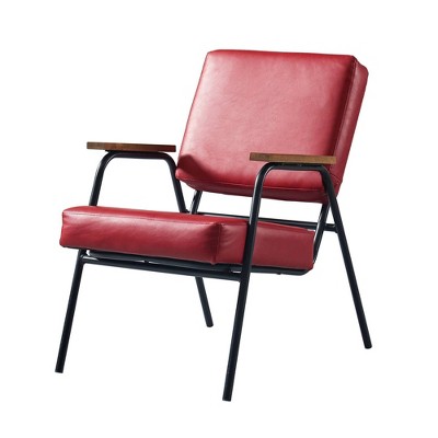 Denver Armchair with Metal Leg and Wood Armrest Red/Black Finish - Teamson Home