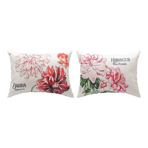 Dahlia & Hibiscus 13x18 inch Climaweave Pillow – Indoor/Outdoor Accent by Manual Woodworkers and Weavers - 1 of 3