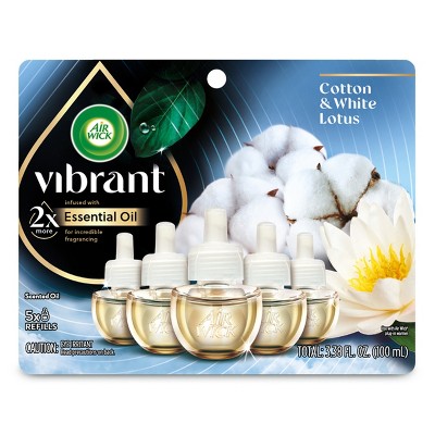 Air Wick Vibrant Scented Oil Air Freshener - Cotton & White Lotus - 3.38 fl oz/5ct