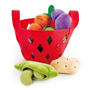 Hape Kitchen Vegetable Basket Food Playset, 7 Pieces, Kid's Felt Kitchen Toys - 1 of 4
