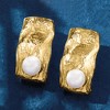 Ross-Simons Italian 6.5-7mm Cultured Pearl Sculptural Earrings in 18kt Gold Over Sterling - 4 of 4