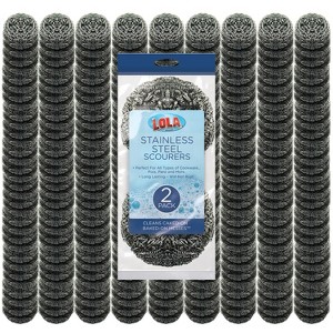 288 Pack Stainless Steel Wool Scouring Pads by LOLA Brand, 18 Grams - Curled Flat Wire, Cleans Caked On & Baked On Messes on Cookware - 1 of 4