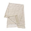 HomeRoots 50" X 60" White And Brown Cotton Blend Woven Striped Throw Blanket with Fringe - 4 of 4