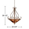 Franklin Iron Works Amber Scroll Golden Bronze Pendant Chandelier 24 3/4" Wide Rustic Art Glass Bowl 3-Light Fixture for Dining Room Kitchen Island - 4 of 4