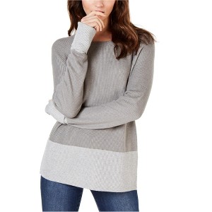 I.N.C International Concepts Womens Metallic Pullover Sweater, Grey, Large - 1 of 1