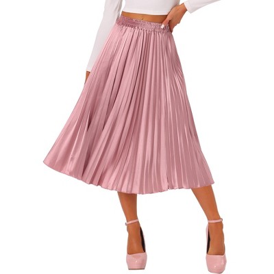 Allegra K Women's Elastic Waist Flare Pleated Accordion Pleated Metallic  Midi Party Skirts Small Purple at  Women's Clothing store