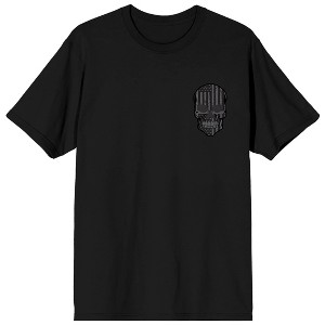 Skull With Monochrome American Flag Men's Black Short Sleeve Tee - 1 of 4