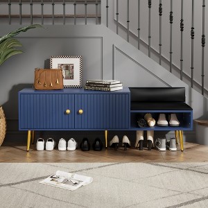 Modern Storage Bench, with Drawers & Removable Cushion, Shoe Bench, for Bedside, Living Room, Entryway, Multiple Design Styles & Color Combinations - 1 of 4